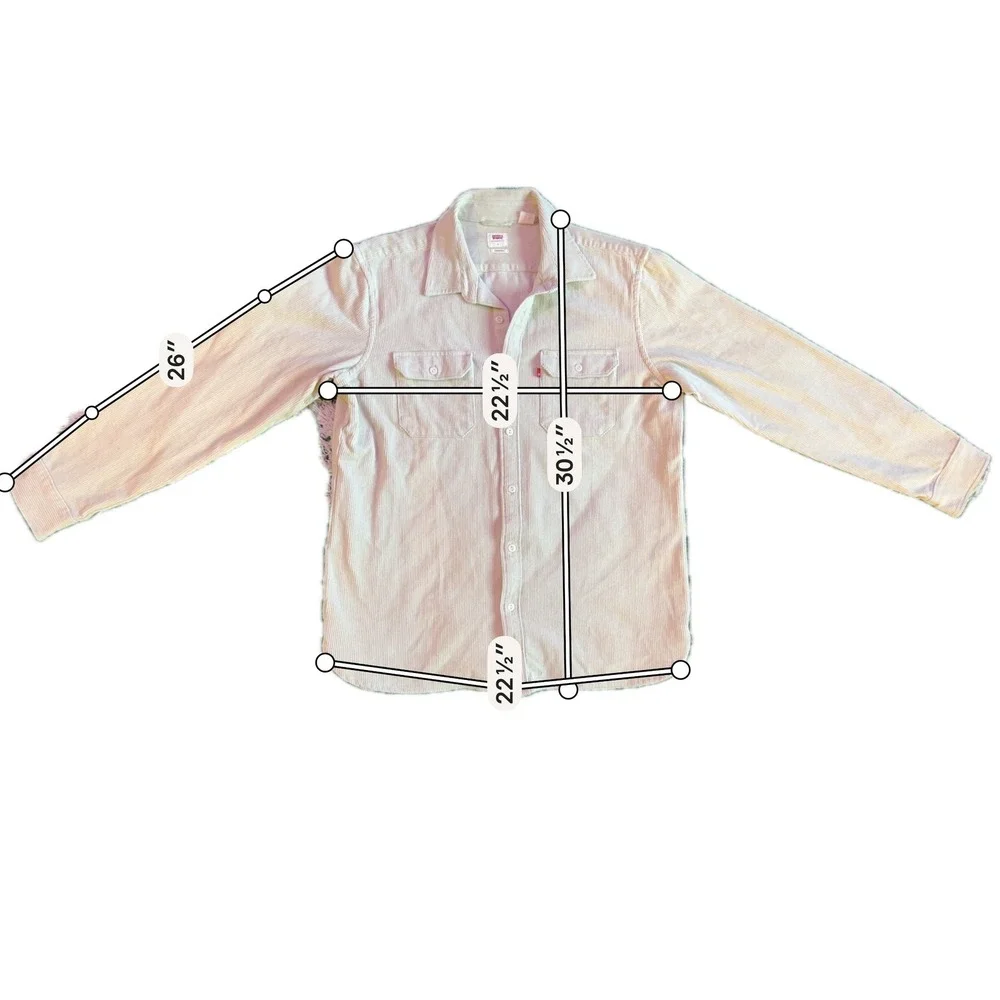 Levis Corduroy Button Down Shirt Mens Large Long Sleeve Mint Green Standard‎ Fit